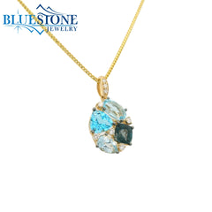 14kt Yellow Gold Pendant with Topazes & Diamonds