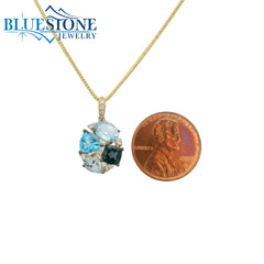 14kt Yellow Gold Pendant with Topazes & Diamonds