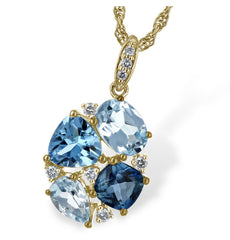 14kt Yellow Gold Pendant with Topazes & Diamonds