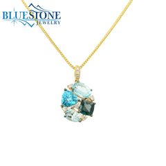14kt Yellow Gold Pendant with Topazes & Diamonds