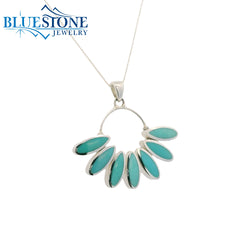 Sterling Silver Pendant w/ 'Petal' Shaped Turquoise- 18"