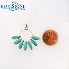 Sterling Silver Pendant w/ 'Petal' Shaped Turquoise- 18"