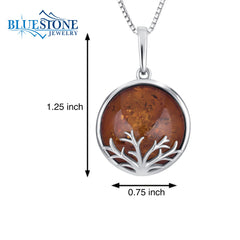 Silver Baltic Amber Pendant with Chain