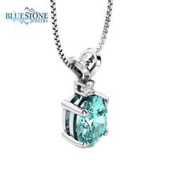 14kt White Gold Pendant with Paraiba Tourmaline and Diamond