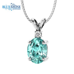 14kt White Gold Pendant with Paraiba Tourmaline and Diamond