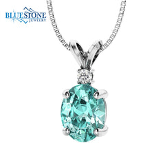 14kt White Gold Pendant with Paraiba Tourmaline and Diamond