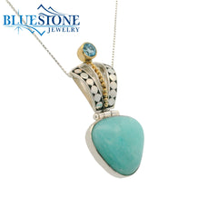 Silver and Gold Peandant with Amazonite and Topaz- 18"