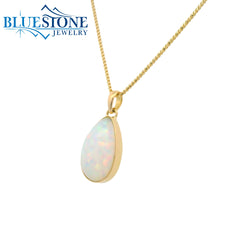Small 18KYG Pendant w/ Cabochon Pear Cut Ethiopian Opal