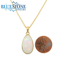 Small 18KYG Pendant w/ Cabochon Pear Cut Ethiopian Opal