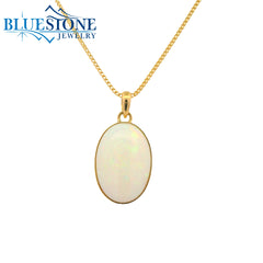 Large 18KYG Pendant w/ Cabochon Oval Cut Ethiopian Opal