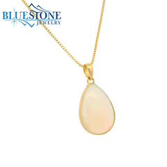 Large 18KYG Pendant w/ Cabochon Oval/Pear Ethiopian Opal