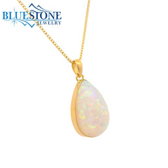 Large 18KYG Pendant w/ Pear Cut Ethiopian Opal