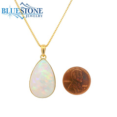 Large 18KYG Pendant w/ Pear Cut Ethiopian Opal