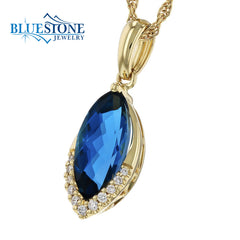 14kt Yellow Gold Pendant with Sapphires and Diamonds