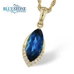 14kt Yellow Gold Pendant with Sapphires and Diamonds