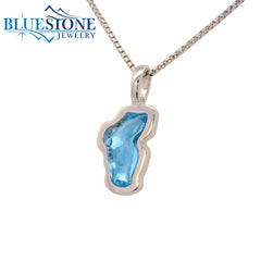 Small Solid 14KWG Hyrdo Blue Topaz Lake Tahoe Pendant