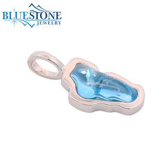 Small Solid 14KWG Hyrdo Blue Topaz Lake Tahoe Pendant
