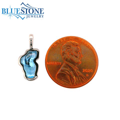 Small Solid 14KWG Hyrdo Blue Topaz Lake Tahoe Pendant