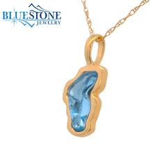 Small 14kt Yellow Gold Topaz Lake Tahoe Pendant