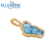 Small 14kt Yellow Gold Topaz Lake Tahoe Pendant
