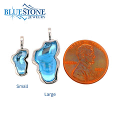 Small Solid 14KWG Hyrdo Blue Topaz Lake Tahoe Pendant