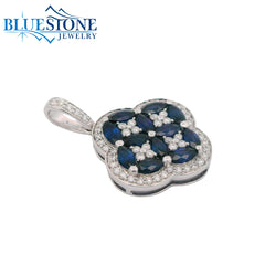 14kt White Gold Sapphire and Diamond Pendant
