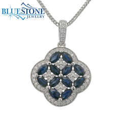 14kt White Gold Sapphire and Diamond Pendant