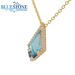 14kt Yellow Gold Pendant with Topaz, Sapphires and DIamonds