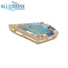 14kt Yellow Gold Pendant with Topaz, Sapphires and DIamonds
