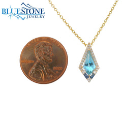 14kt Yellow Gold Pendant with Topaz, Sapphires and DIamonds