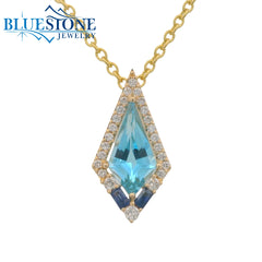 14kt Yellow Gold Pendant with Topaz, Sapphires and DIamonds