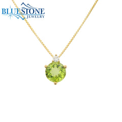 14KYG Peridot Pendant w/ One Diamond