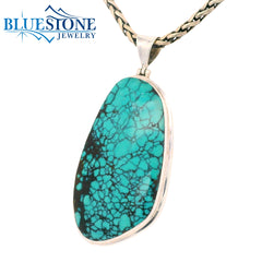 Sterling Silver Pendant with an XL Natural Turquoise - 20"