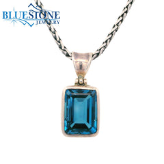 Medium Silver Emerald Cut London Blue Topaz - 20" Regular