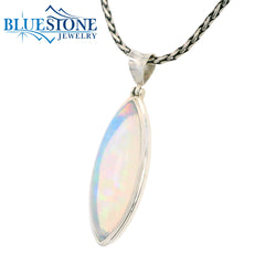 Large Silver Ethiopian Opal Pendant - 20" Petite