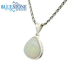 Medium Silver Pendant w/ Trillion Cut Ethiopian Opal - 18" Petite