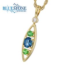 14KYG Tsavorite & LBT Pendant w/ Diamond