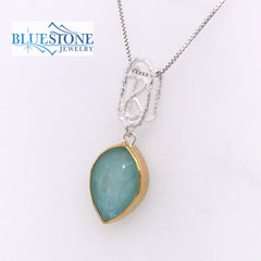 Silver & Gold Necklace with Mother of Pearl