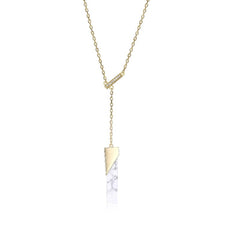 18KY Gold Plated Necklace w/ Howlite & CZ Gemstones - 20"