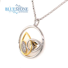 Silver and Gold Necklace with CZs- 22 Inches