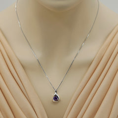 Sterling Silver Amethyst Pendant- 18 Inches