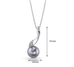 Sterling Silver Pearl and CZ Pendant with 20 Inch Chain