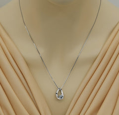 Sterling Silver Aquamarine Pendant- 18 Inch