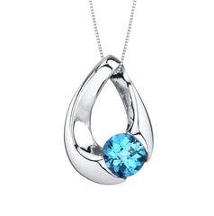 Sterling Silver Topaz Pendant with 18 Inch Chain