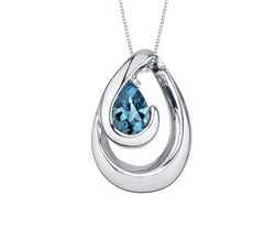 Sterling Silver Rhodium Plated Pendant with One 7mm x 5mm Pear Cut Lon