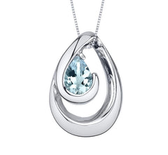 Sterling Silver Aquamarine Pendant with 18 Inch Chain