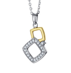 Sterling Silver and Yellow Gold  CZ Pendant with 18 Inch Chain