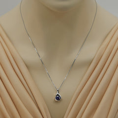 Sterling Silver Sapphire Pendant with 18 Inch Chain