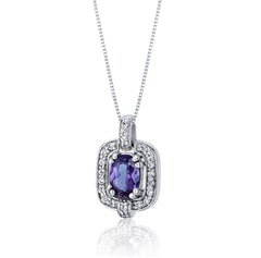 Sterling Silver Pendant with Alexandrite and CZs- 18"