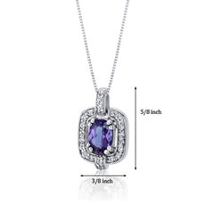 Sterling Silver Pendant with Alexandrite and CZs- 18"
